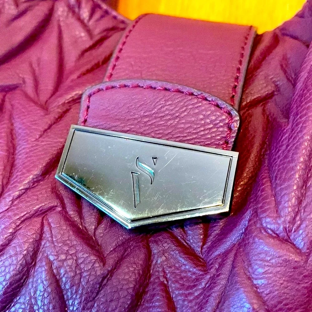 Simply Vera Wang double handle plum vegan hobo satchel purse bag CLEAN! EUC